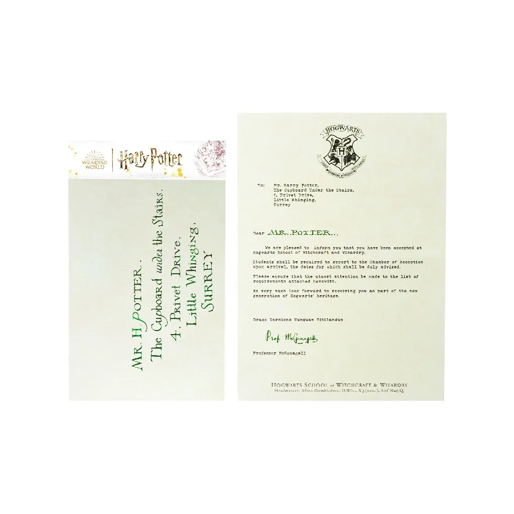 Гарри Поттер Harry Potter Hogwarts Письмо о приеме Оригинальная версия фильма Заявка на прием 20 листов Пачка мерч по IP