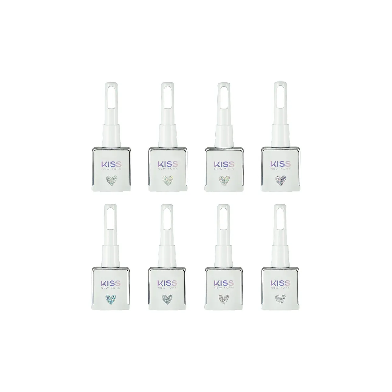 KISS NEW YORK Набор гель-лаков с блестками 8 цветов в подарочной коробке