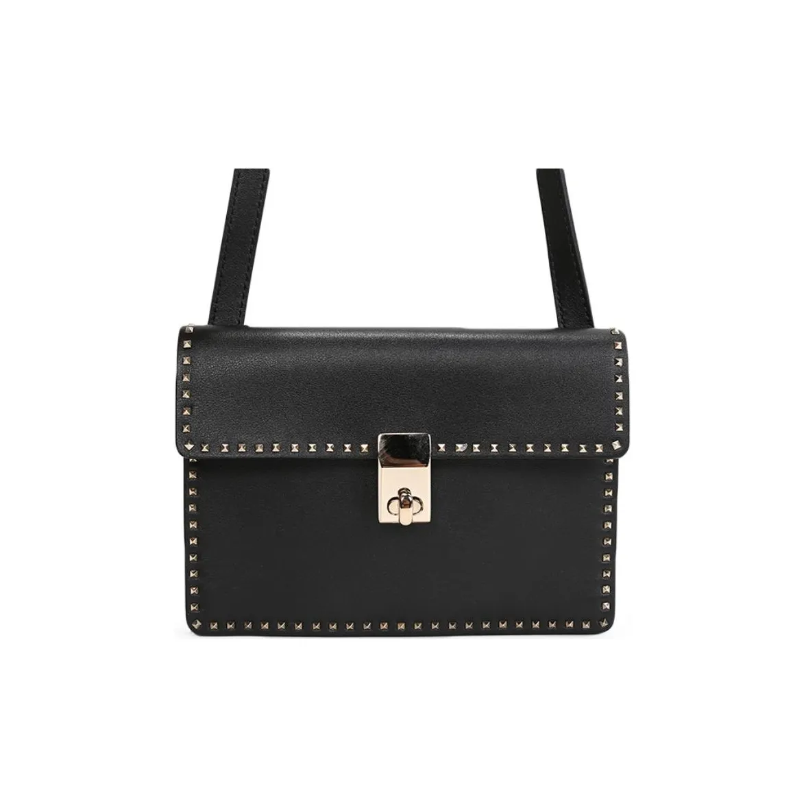 Valentino GARAVANI ROCKSTUD Cow Leather Crossbody Bag, Shoulder Bag Women's Black