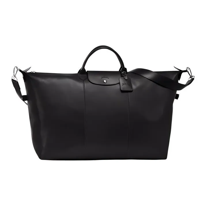 LONGCHAMP Le Foulonné Cow Leather Travel Bag Unisex Black