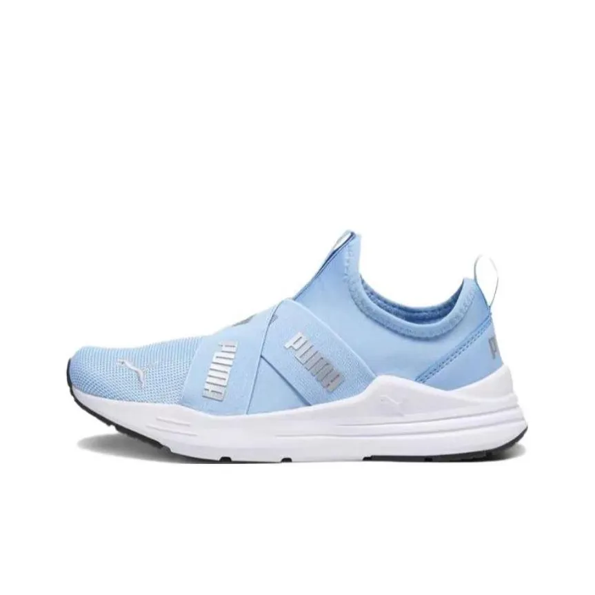 PUMA RUN Slip-On Амортизация Износостойкие Низкие Кеды для Детей Lifestyle Shoes Синий Подростки