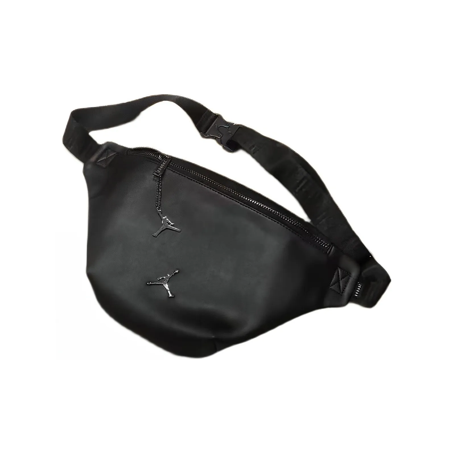 Джордан Кожа Sling Сумка Сумка через плечо Бананка Обычный Унисекс Черный