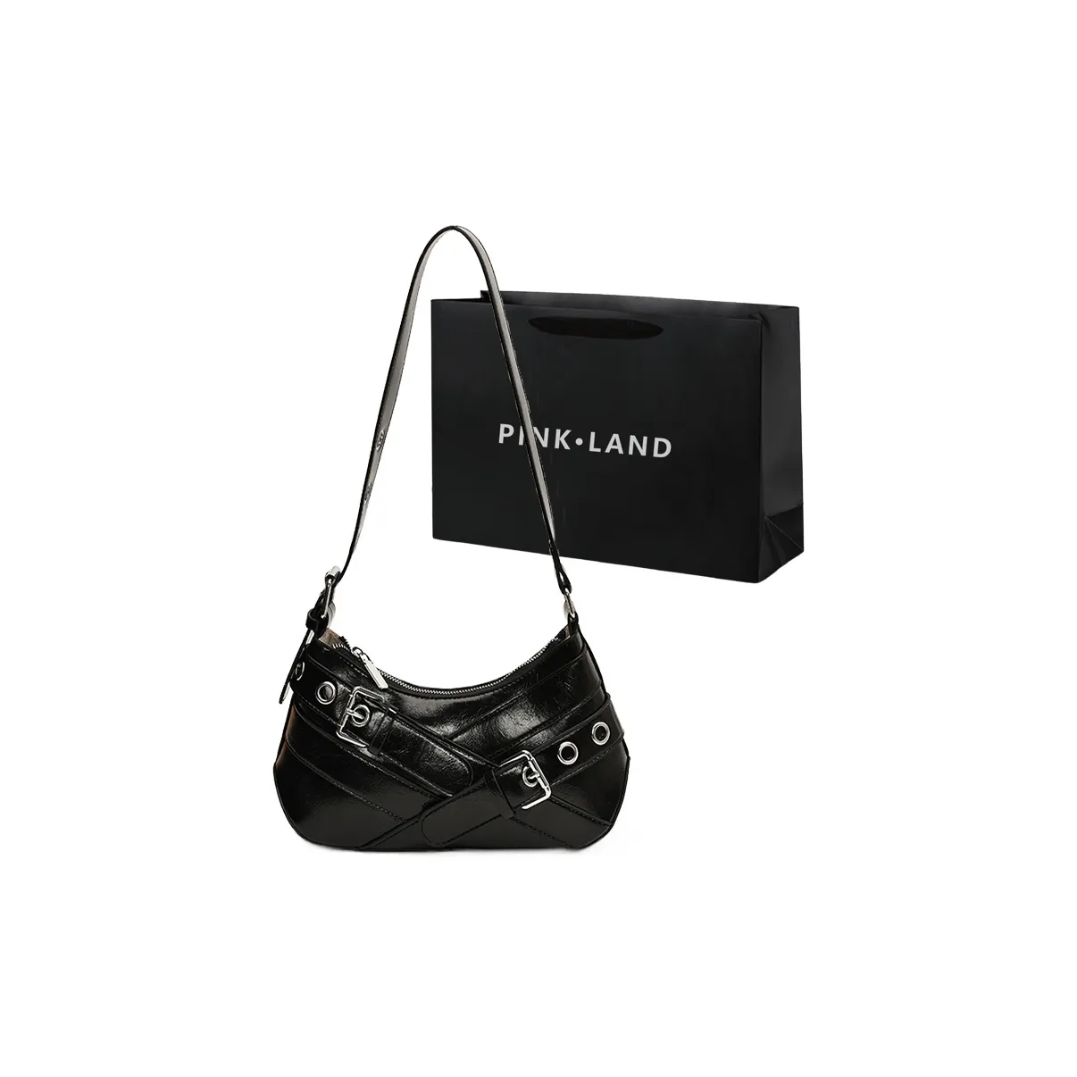 PINK·LAND PU Shoulder Bag Regular Women's Coffee/Brown/Red Black/White