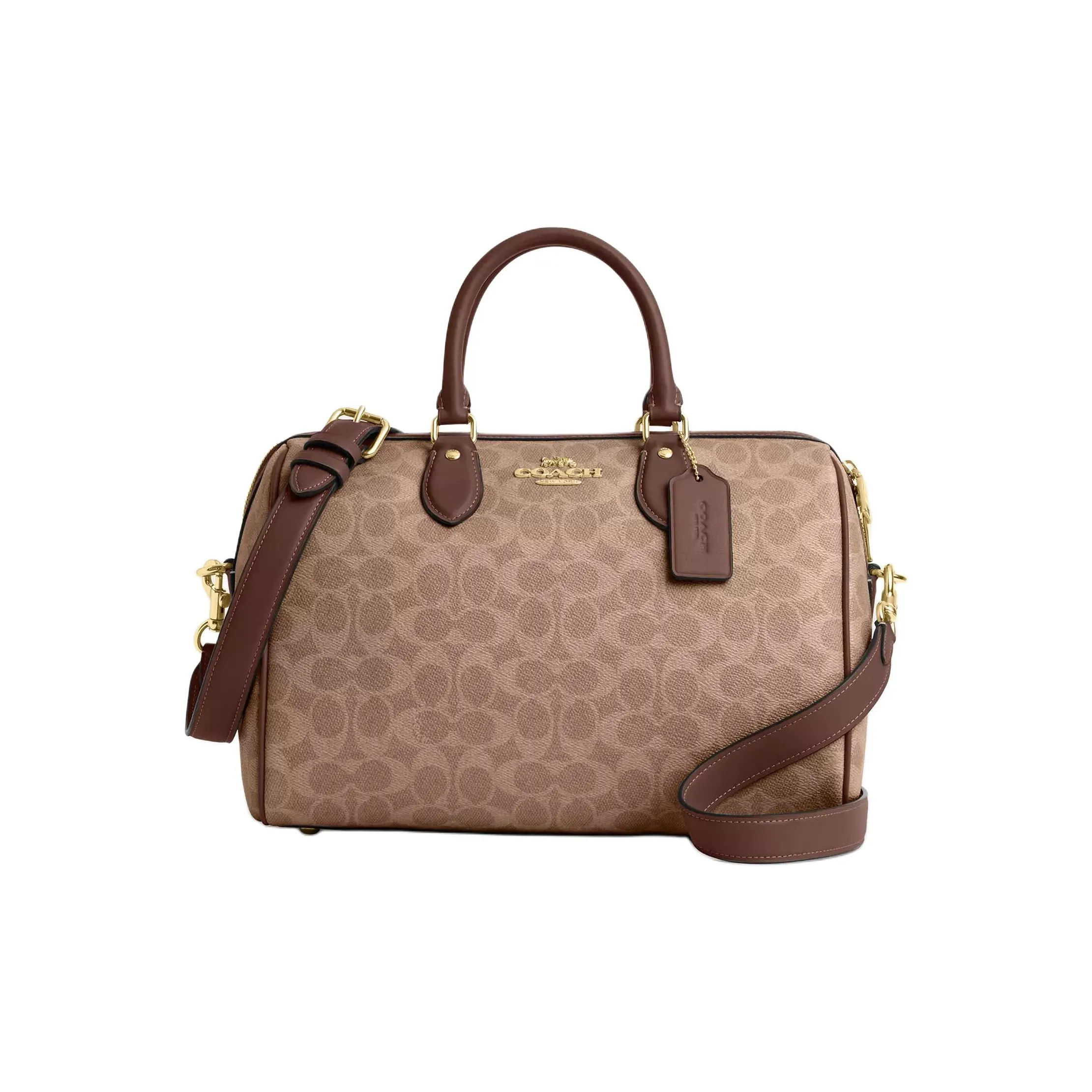 COACH Rowan Coated Canvas Crossbody One Shoulder Handbag Tubas Women's Tan & Brown