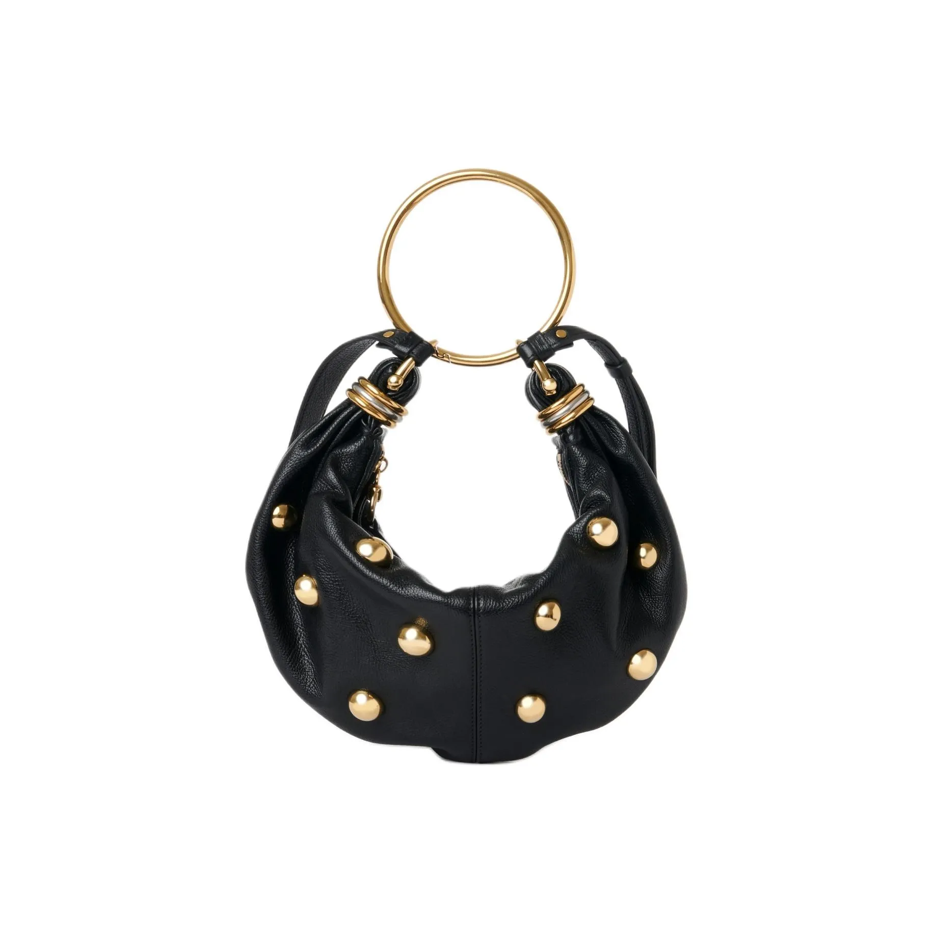 Chloe Grained Calfskin Crescent Bag Shoulder Bag Crossbody Bag Handbag Small Size Women's Black