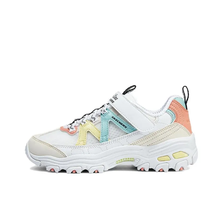 Skechers Устойчивые к истиранию Низкие Кеды Kids Lifestyle Shoes Белый Синий Желтый Подростки