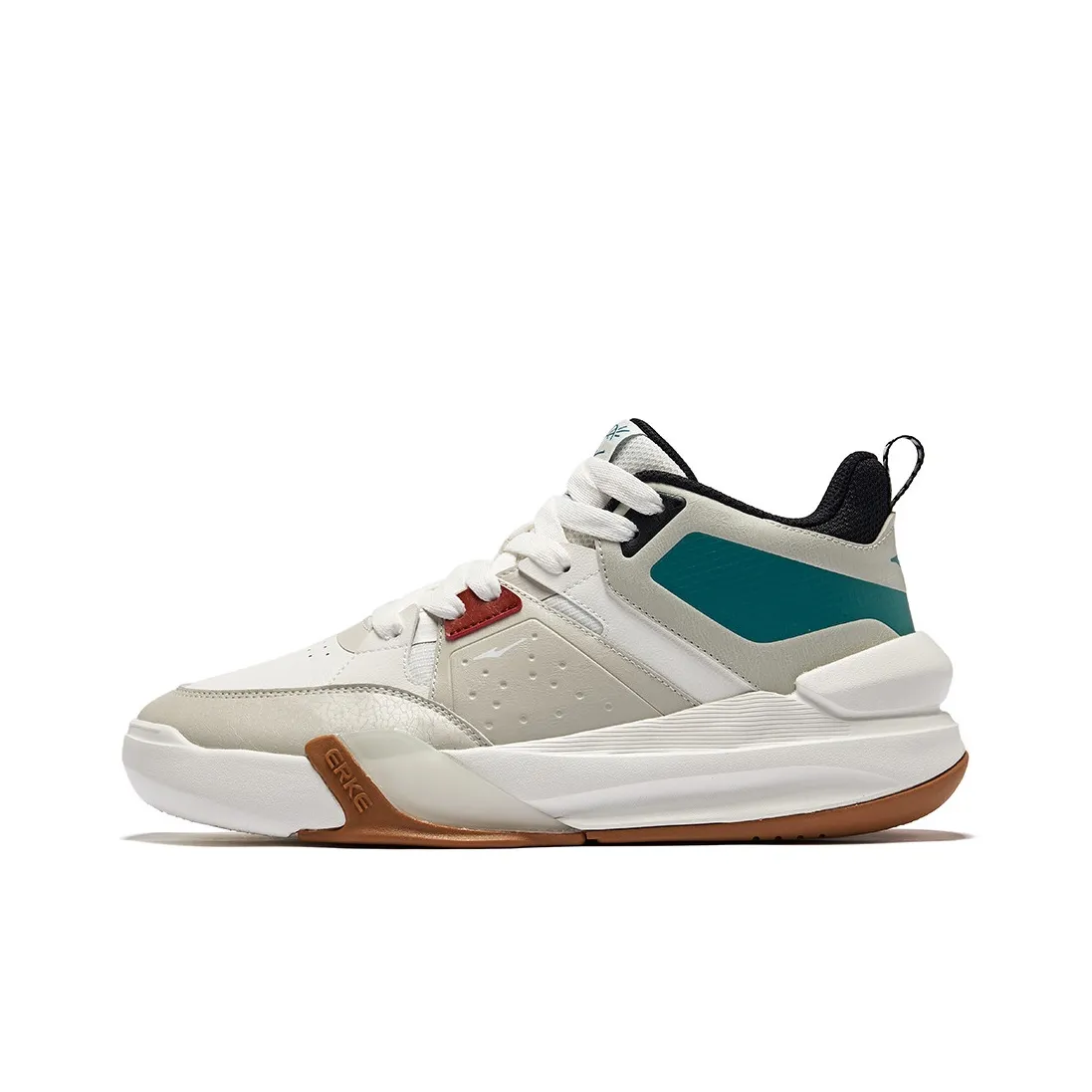 Erke Slip-Resistant Coverage Mid-Top Skateboard Shoes Men's White Gray