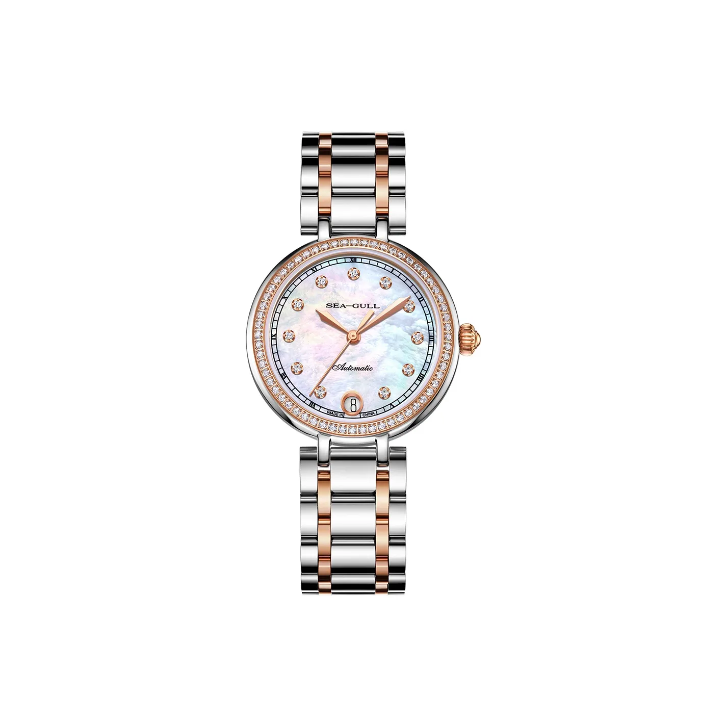 Sea Gull Automatic Mechanical Movement Steel Strap Watch Women's Watch Mother of Pearl Color Watch Dial
