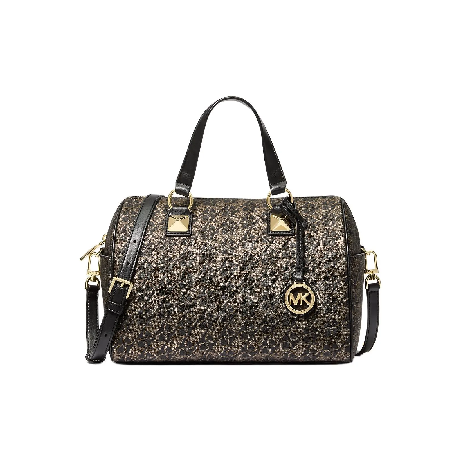 MICHAEL KORS Grayson Покрытый холст Сумка через плечо Сумка среднего размера Женская Коричневая Черная