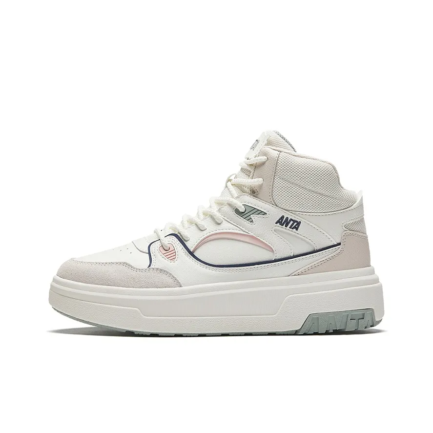 ANTA Противоскользящие Износостойкие MID Топ Скейтборд Кроссовки Женские Белые Серые Розовые