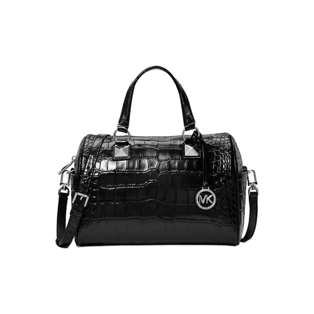 MICHAEL KORS Crocodile Embossed Leather Crossbody Bag Medium Size Unisex Black