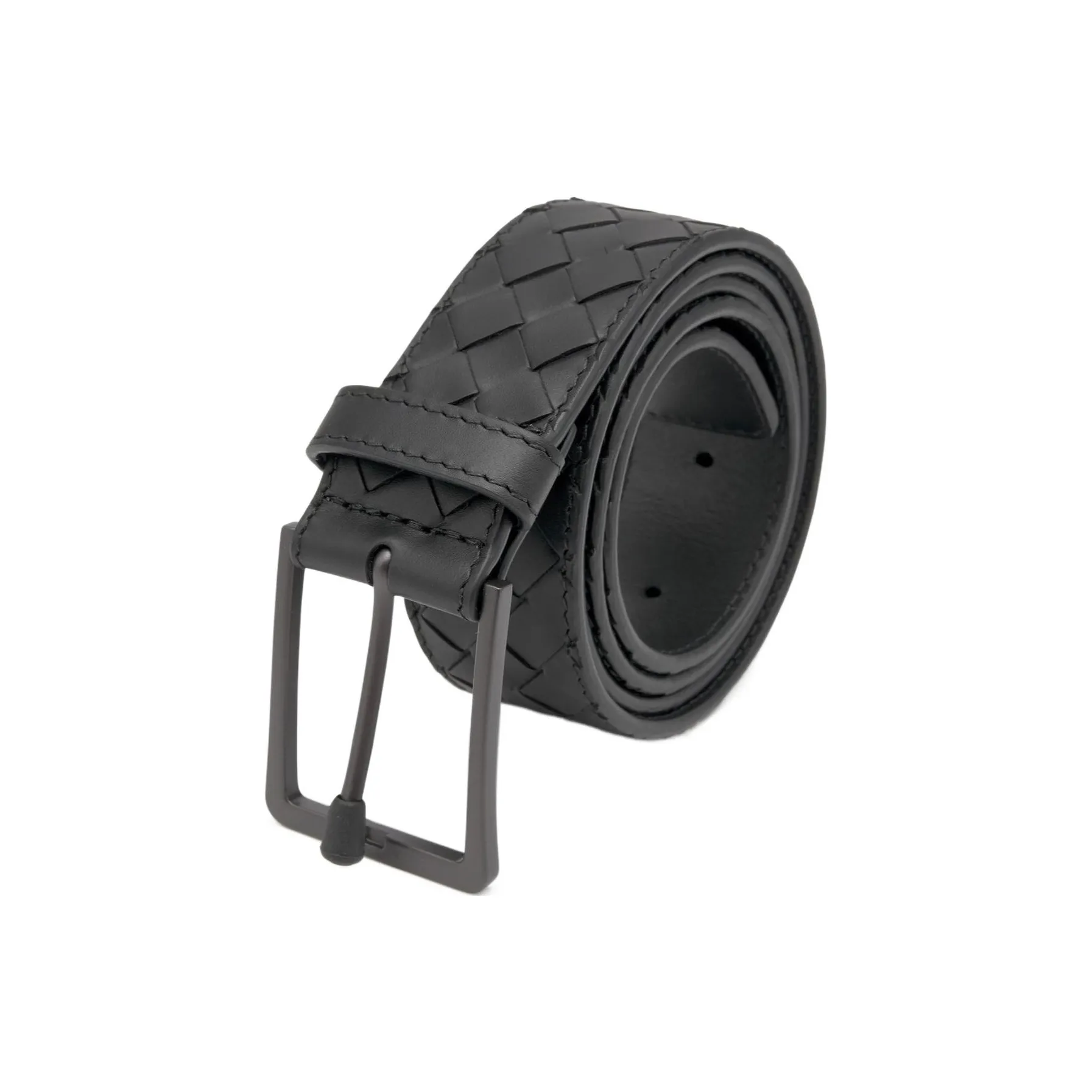 Bottega Veneta Metal Leather Belts Unisex Black 