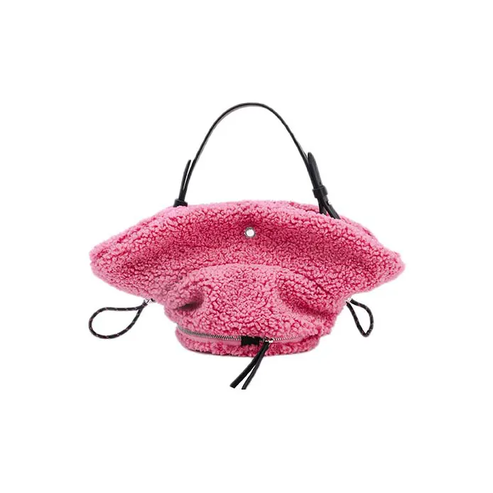 MUYSO Faux Fur With Eco Friendly Recycled Leather Handbag Women's Pink