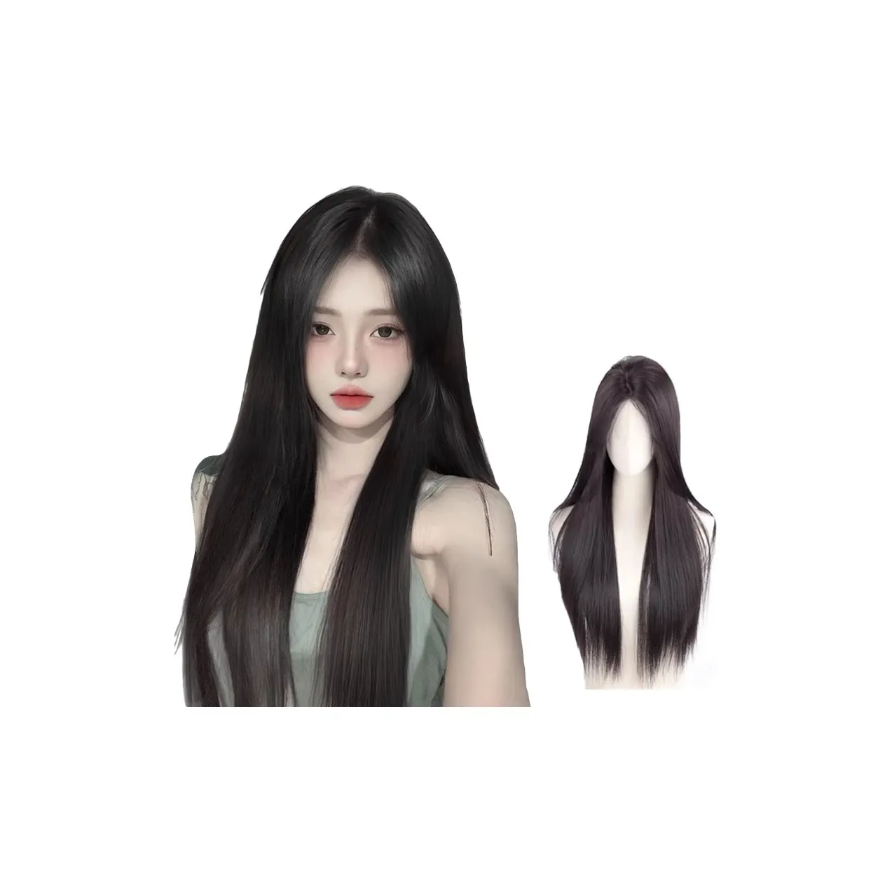 YOSEE Бесшовный Женский Перука CENTER Разделенная Черная Прямая Длинная Волосы