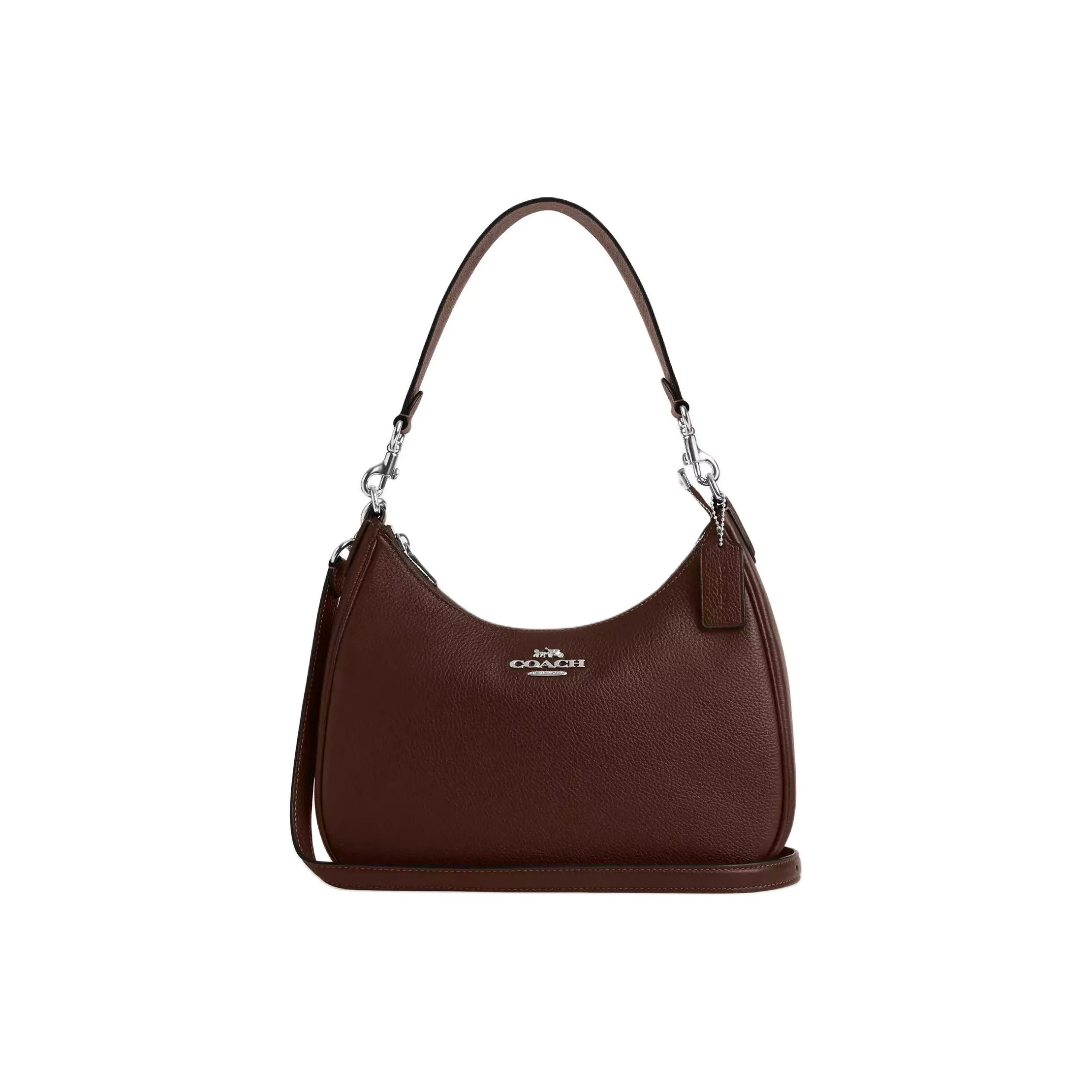 COACH Teri Litchi Grain Leather Hobo Bag, Crossbody Bag, Shoulder Bag Tubas Women's Maple