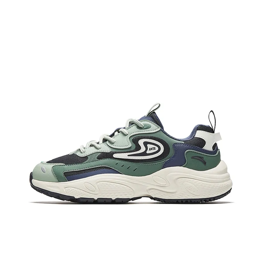 Anta Anti Slip Wear Resistant Low Top Chunky Sneakers Men's Green Black