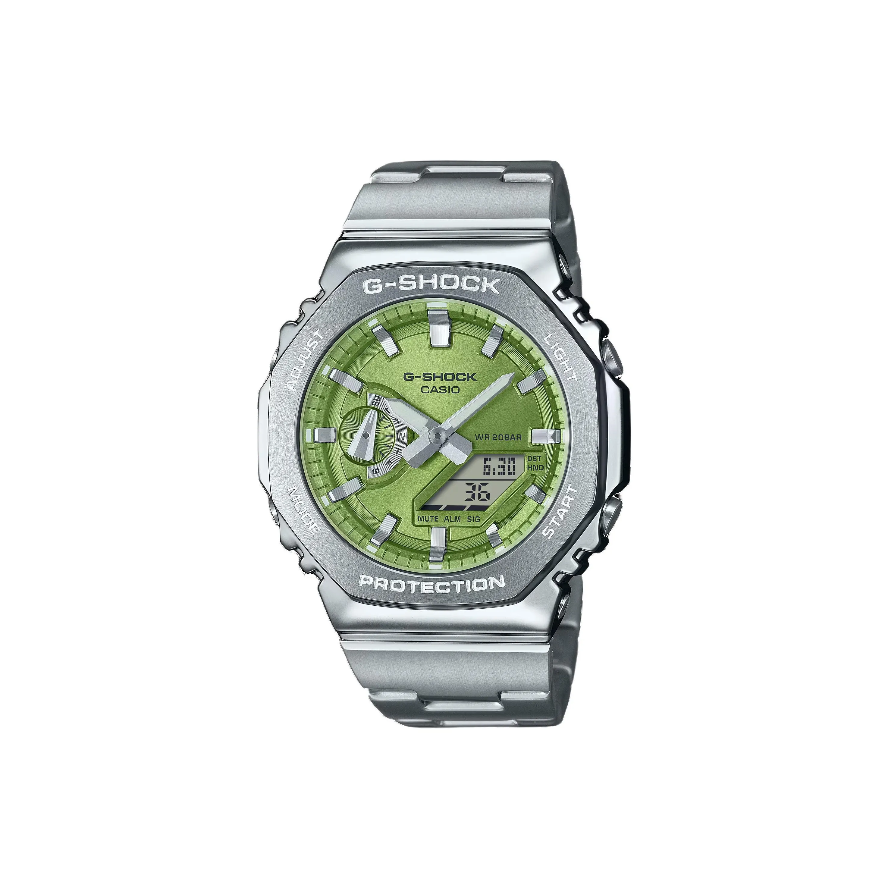 CASIO Steel Series Кварцевый механизм часы с ремешком из нержавеющей стали унисекс зеленый циферблат