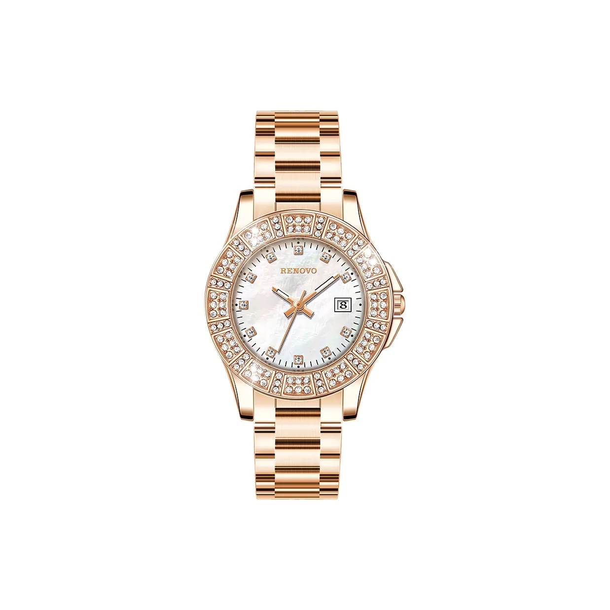 RENOVO Кварцевый механизм нержавеющая сталь ремешок женские часы жемчужная раковина цвет циферблат часов