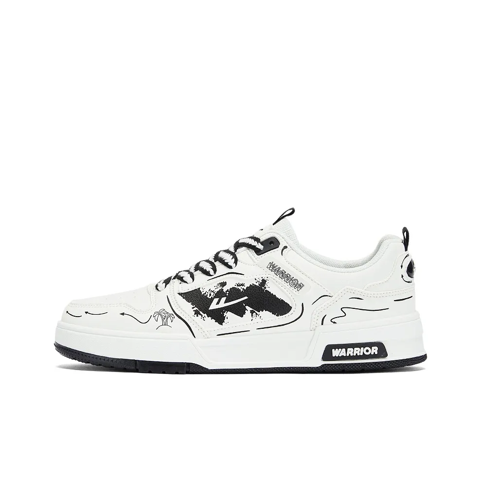 Warrior Slip-resistant Abrasion-resistant Lightweight Low-Top Skateboarding Shoes Men's White Black Warrior Противоскользящие Устойчивые к износу Легкие Низкие Кроссовки для скейтбординга Мужские Белый Черный