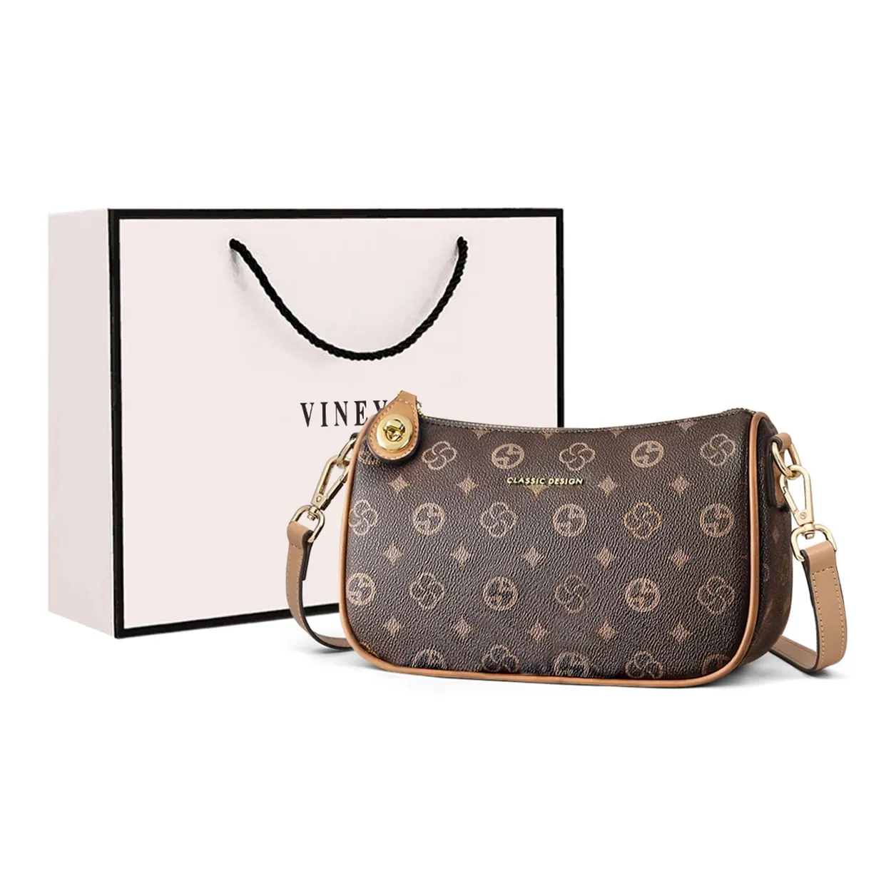 VINEY Сумка через плечо из синтетической кожи подушка обычная женская кофейного цвета