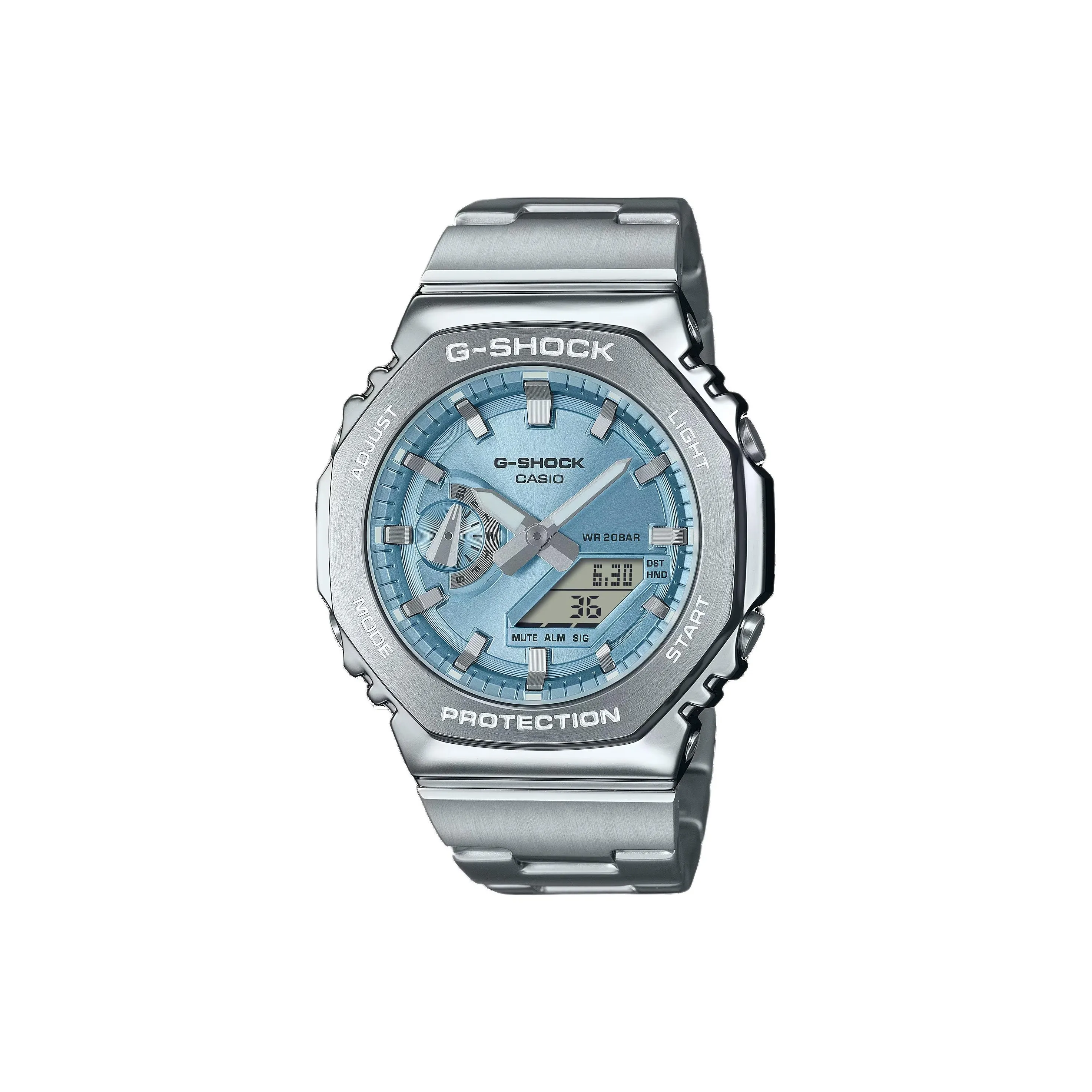 CASIO г Steel Collection Octagonal Кварцевый механизм Нержавеющая сталь Ремешок Часы Унисекс Синий циферблат