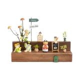 우든 비드 Planters - 버전 A, 3개 + 바닥층 - 라지 + 5 고양이