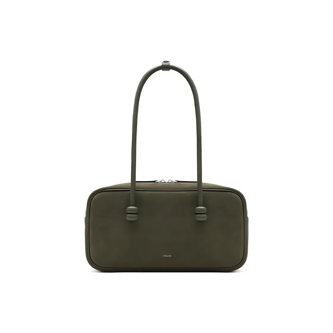 MUVA Cow Leather Velvet Handbag, Shoulder Bag Large Size Women's Olive Green/Maple Brown