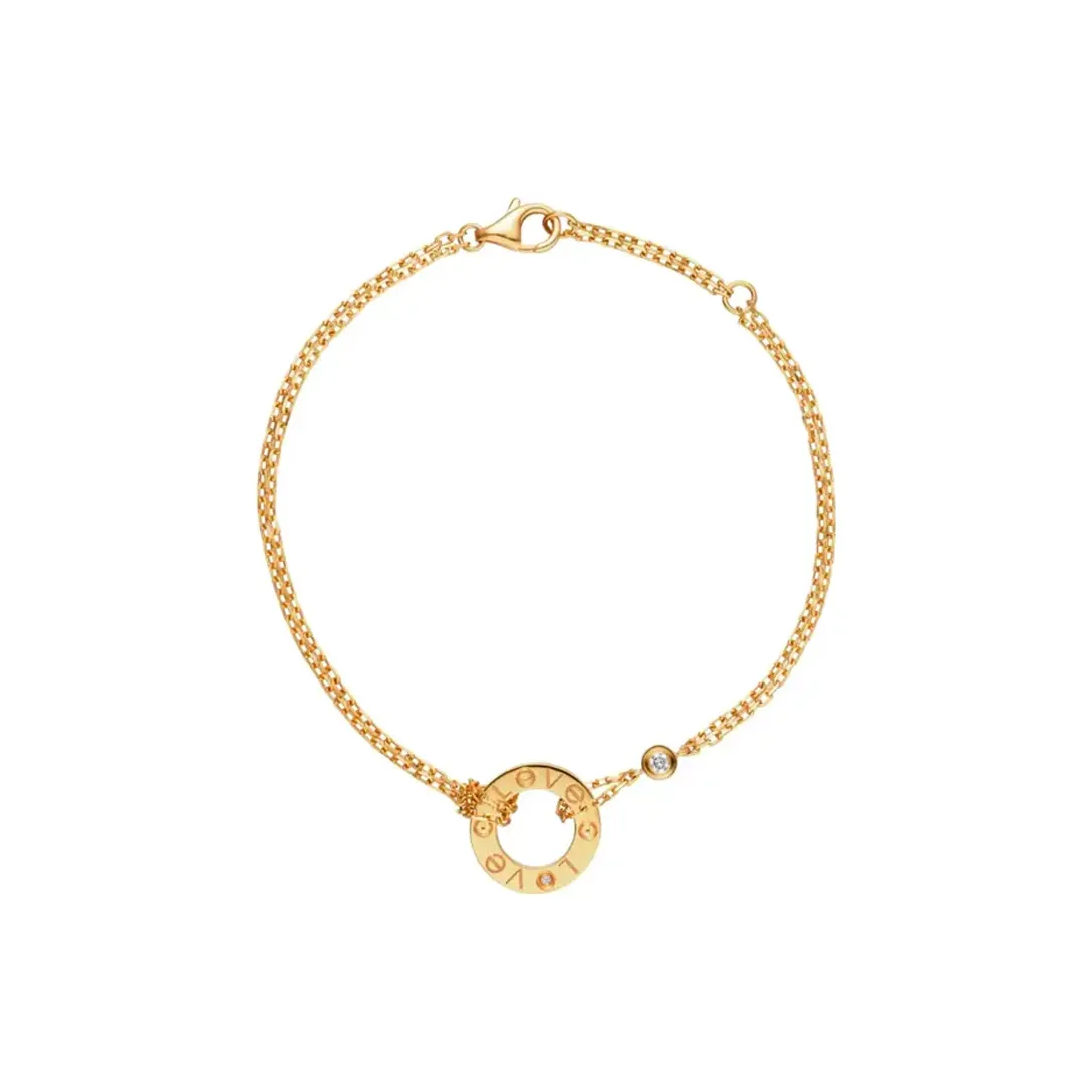 Cartier 2010s 18K Rose Gold Love Circle Diamonds Bracelet