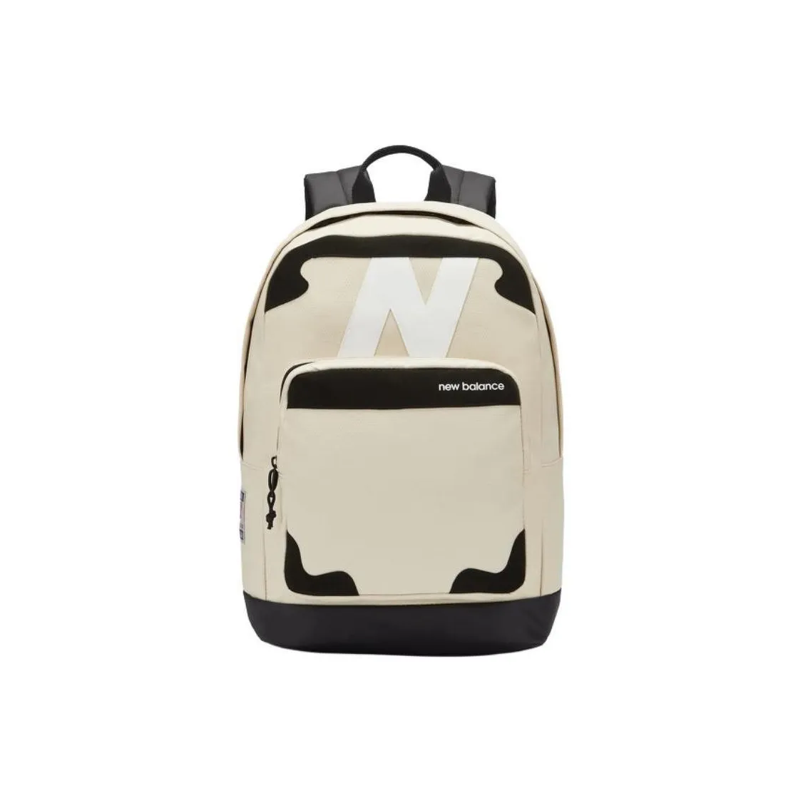 New Balance Synthetic Leather, Textile Mosaic Backpack Regular Unisex Beige & Black