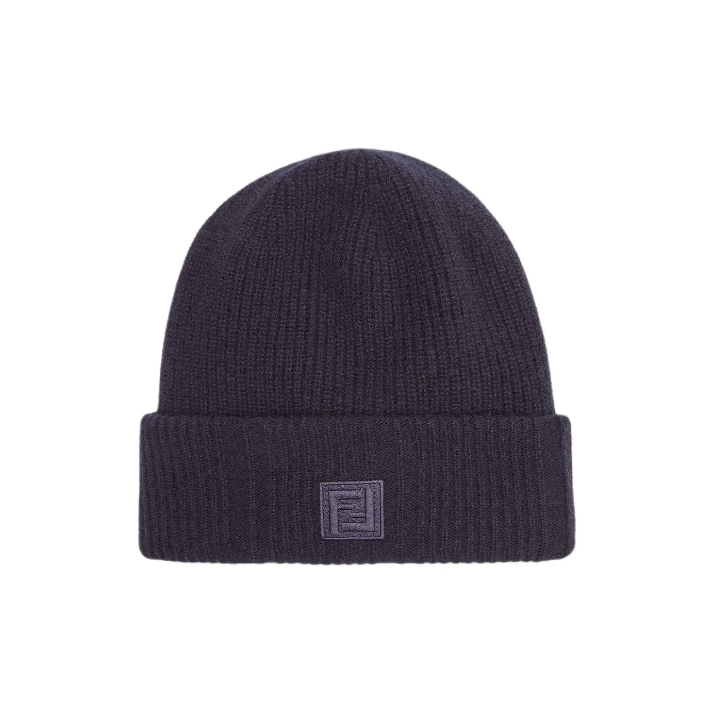 FENDI Logo Patch Ribbed Beanie