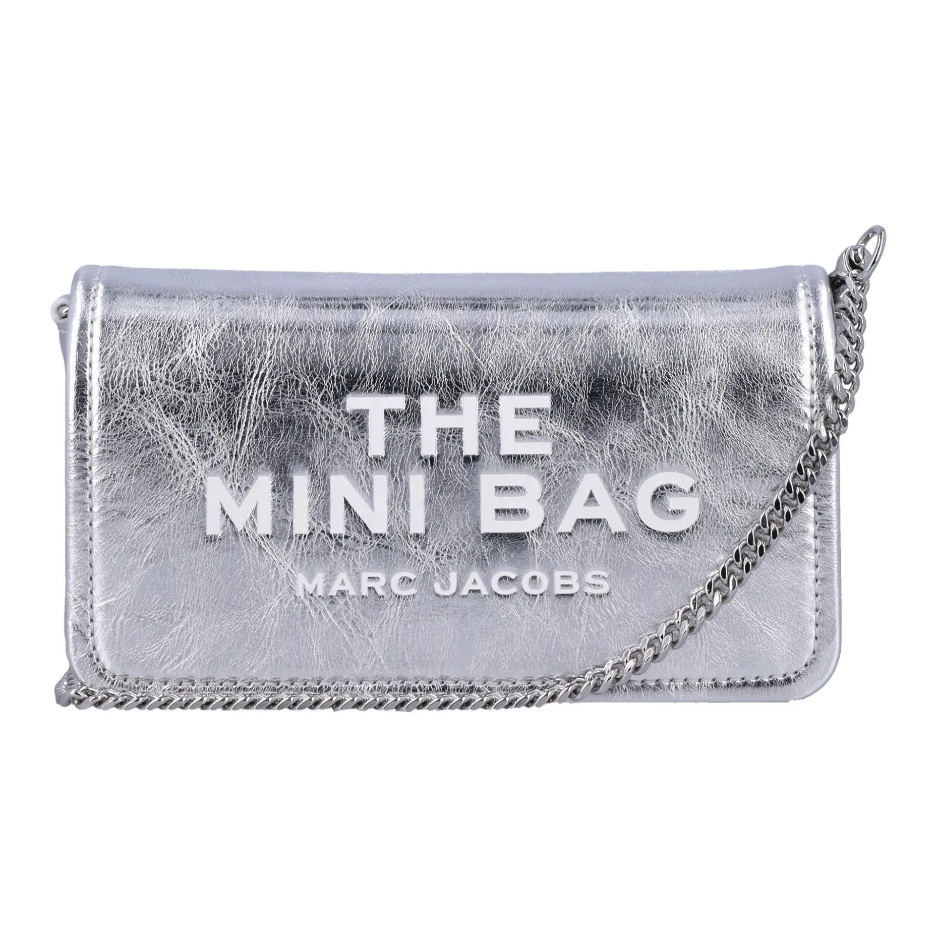 MARC JACOBS The Metallic Leather Chain Mini Shoulder Bag Silver