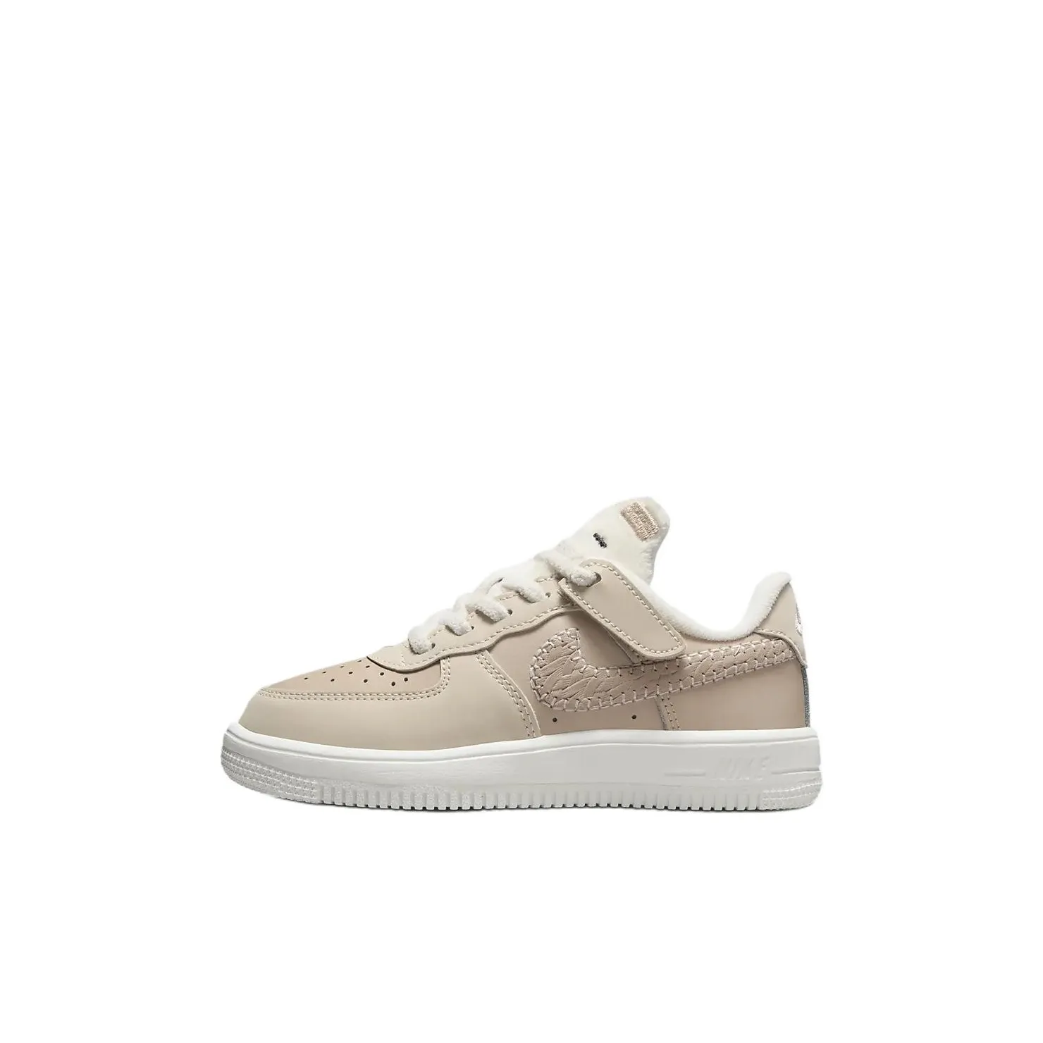 Nike Air FORCE 1 Slip Resistant Abrasion Resistant Shock Absorbers Низкий Топ Детские Скейтбординги Экрю Детский