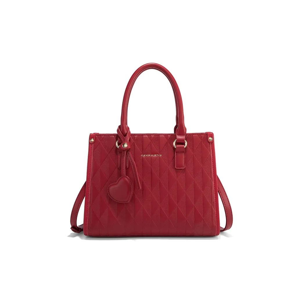 CLEVER& KETCH PU Wedding Handbag Shoulder Bag Regular Women's Red+Triangle Pattern/Red+Diamond Pattern