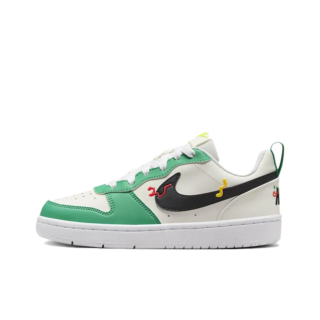 Nike Court Borough Slip Resistant Abrasion Resistant Низкий Топ Детские Скейтбординги Белый Зеленый