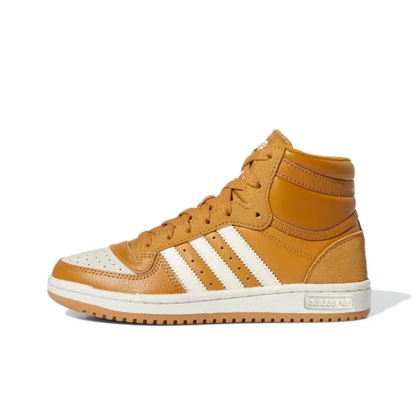 Adidas Originals Top Ten Устойчивые к истиранию высокие кеды для скейтбординга для детей желто-белые