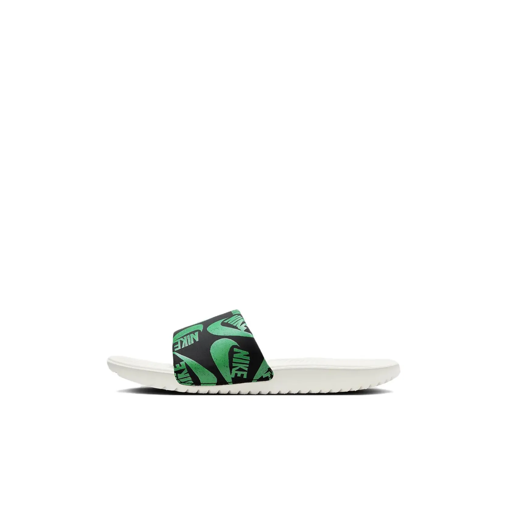 Nike Kawa Slip Resistant Shock Absorbers Kids' Slippers Black White Green Kids'
