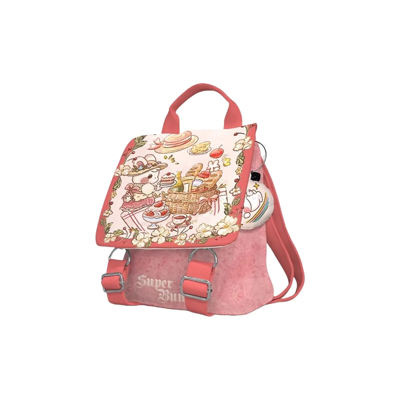 AOSONG Замша Ткань Carry Рюкзак Маленький Унисекс Розовый