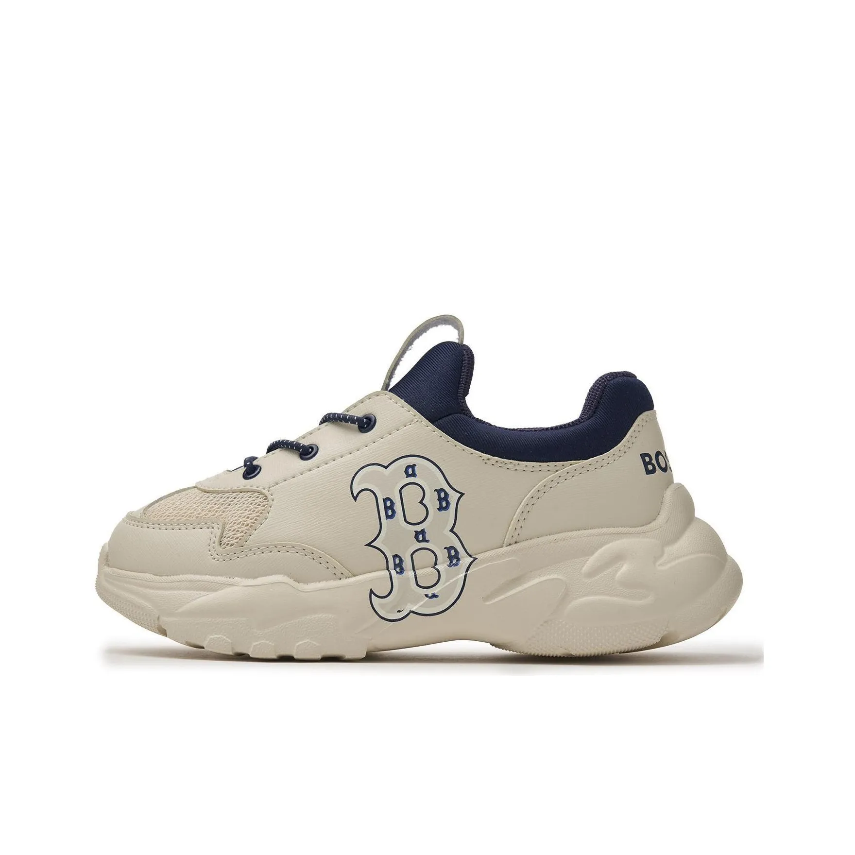 MLB Big Ball Chunky Boston Red Sox Anti Slip Wear Resistant Low Top Kids Lifestyle Shoes Beige Blue Teenagers