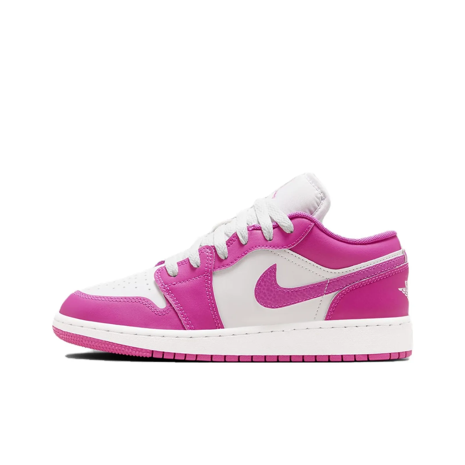 Jordan Air Jordan 1 Slip Resistant Cushioning Wear Resistant Low Top Children's Basketball Shoes White Pink Teenagers