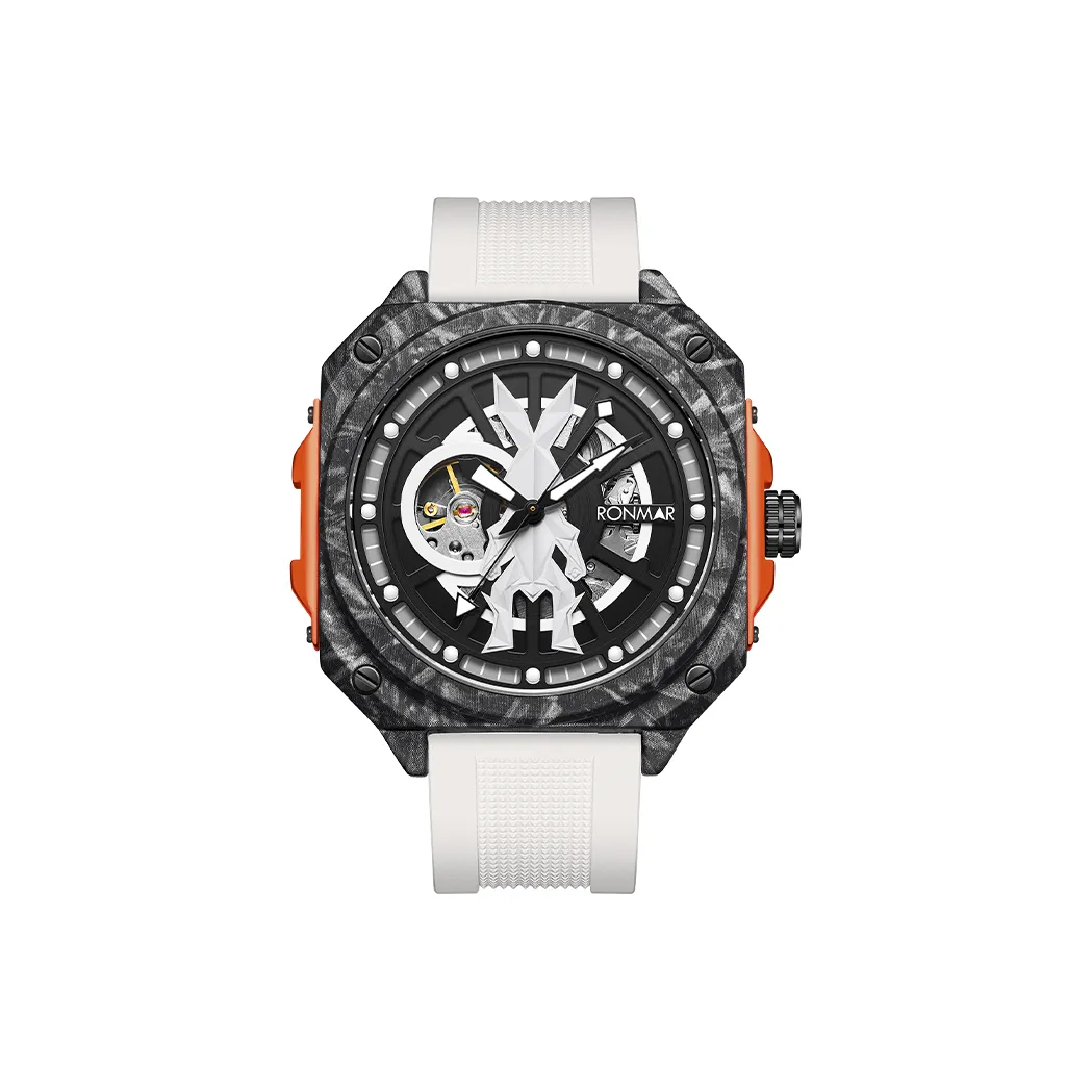 RONMAR Automatic Mechanical Movement Rubber Strap Watch Men's Watches Black Dial
