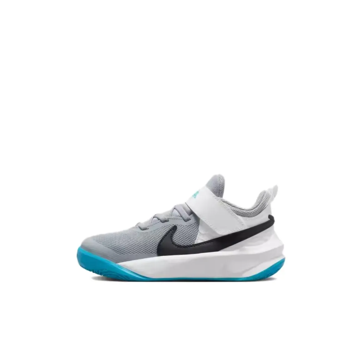 Nike Team Hustle 10 Slip-resistant Abrasion-resistant Low Basketball Shoes Gray White Children's