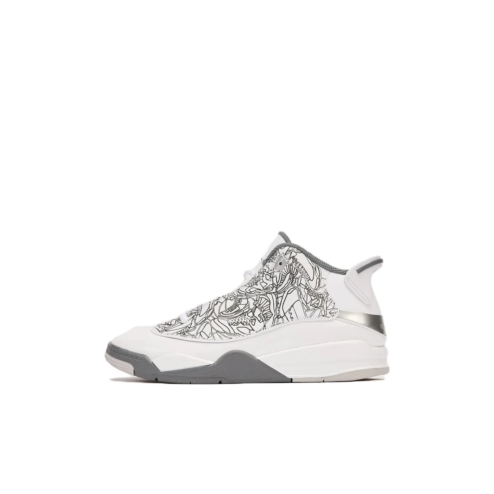Jordan Dub Zero PS Cushioning Wear-Resistant Mid-Top Children's Basketball Shoes White Gray Children Aged 3-7 Years Old