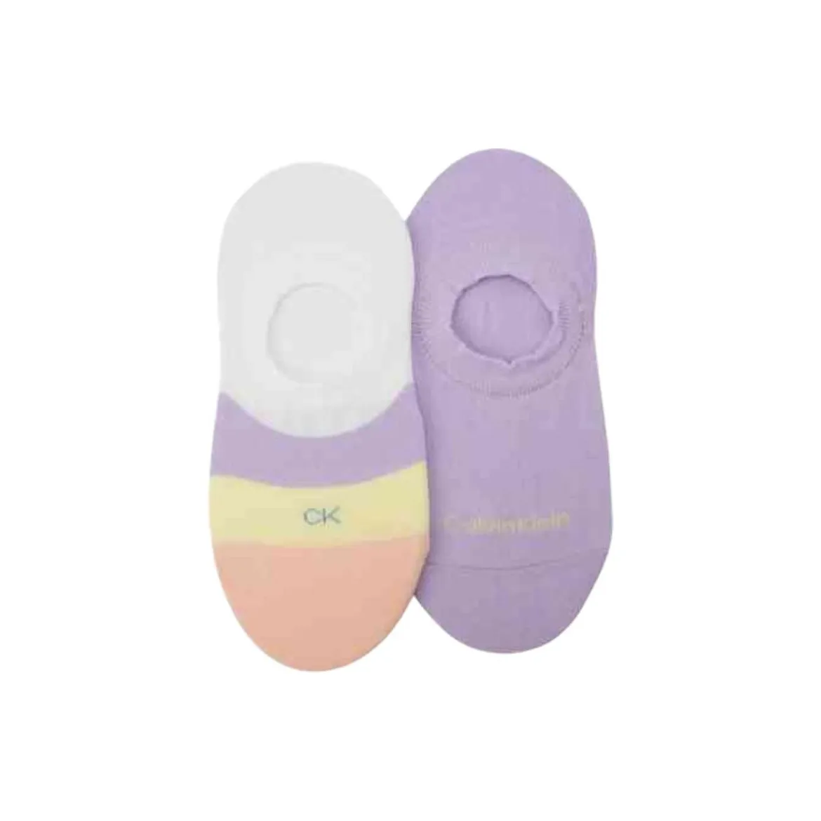 CALVIN KLEIN No Show Socks Women's 2 Pack Moon White/Phoenix Purple