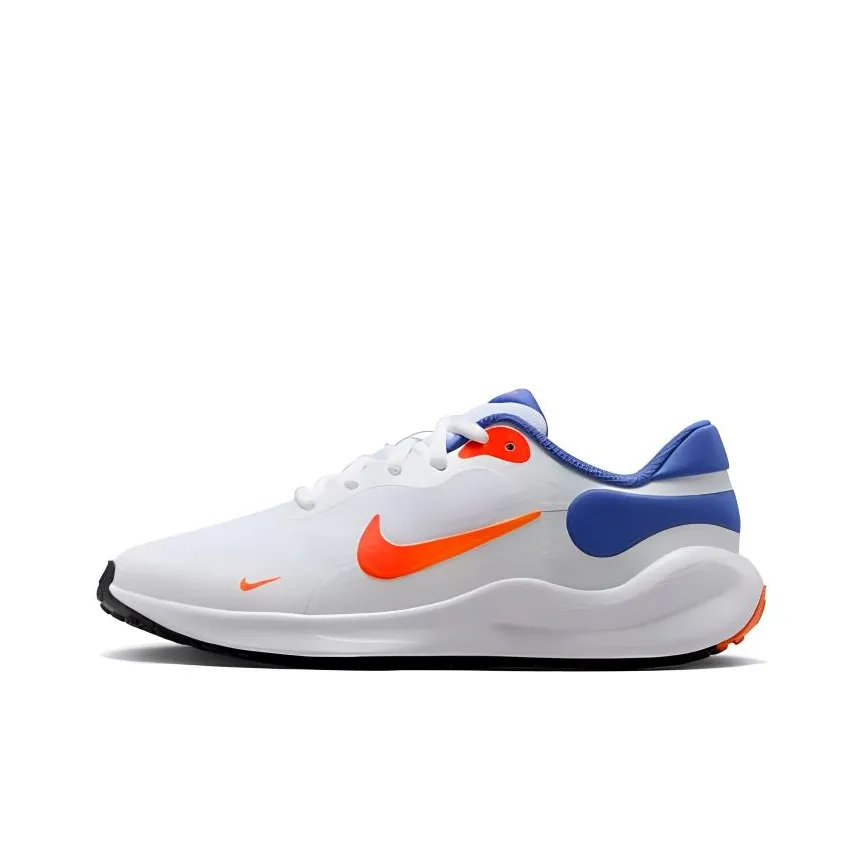 Nike REVOLUTION 7 Anti Slip Wear Resistant Low Top Kids' Running Shoes White