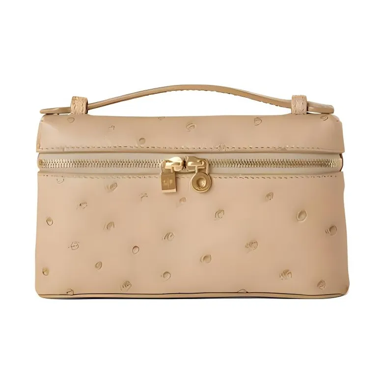 Loro Piana ExtraPocket Ostrich Leather Handbag, Shoulder Bag, Crossbody Bag, Clutch Mini Women's Beige Yellow