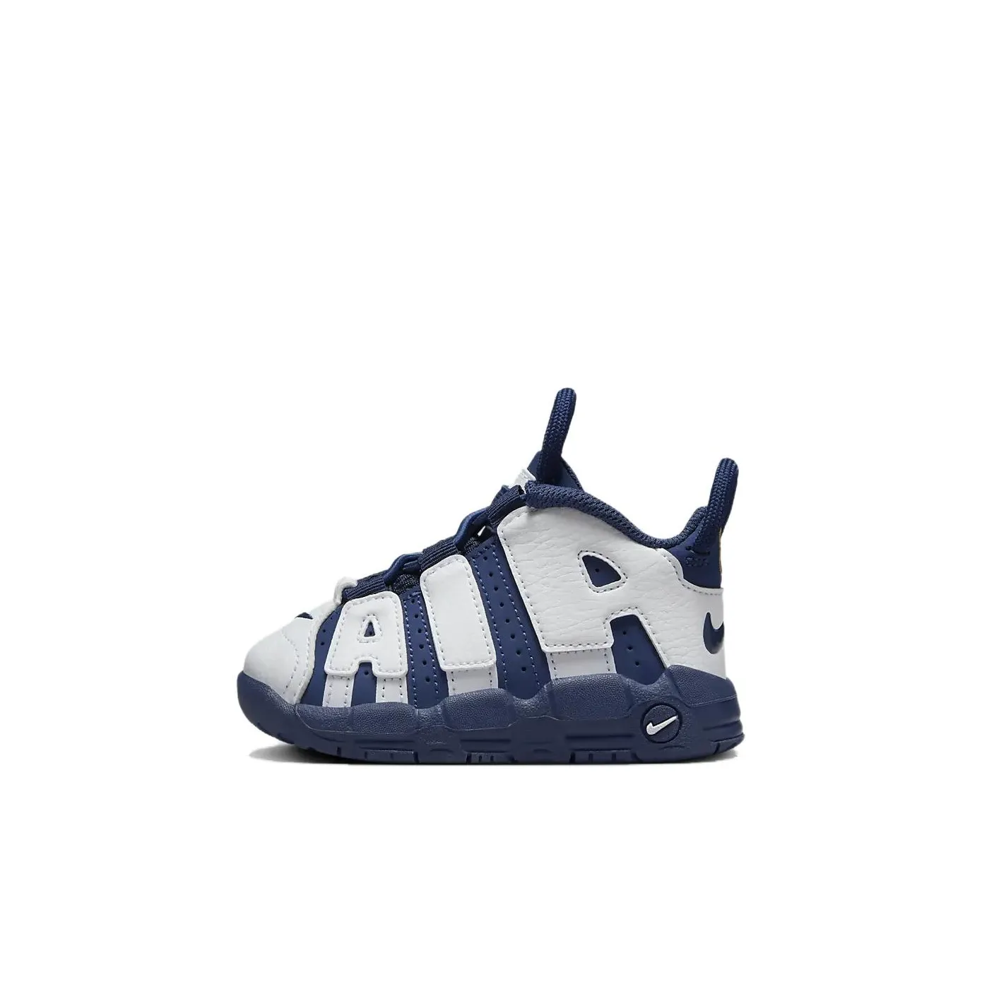 Nike Air More Uptempo Anti KICK и устойчивая к истиранию низкая обувь для малышей белая и синяя для младенцев и малышей