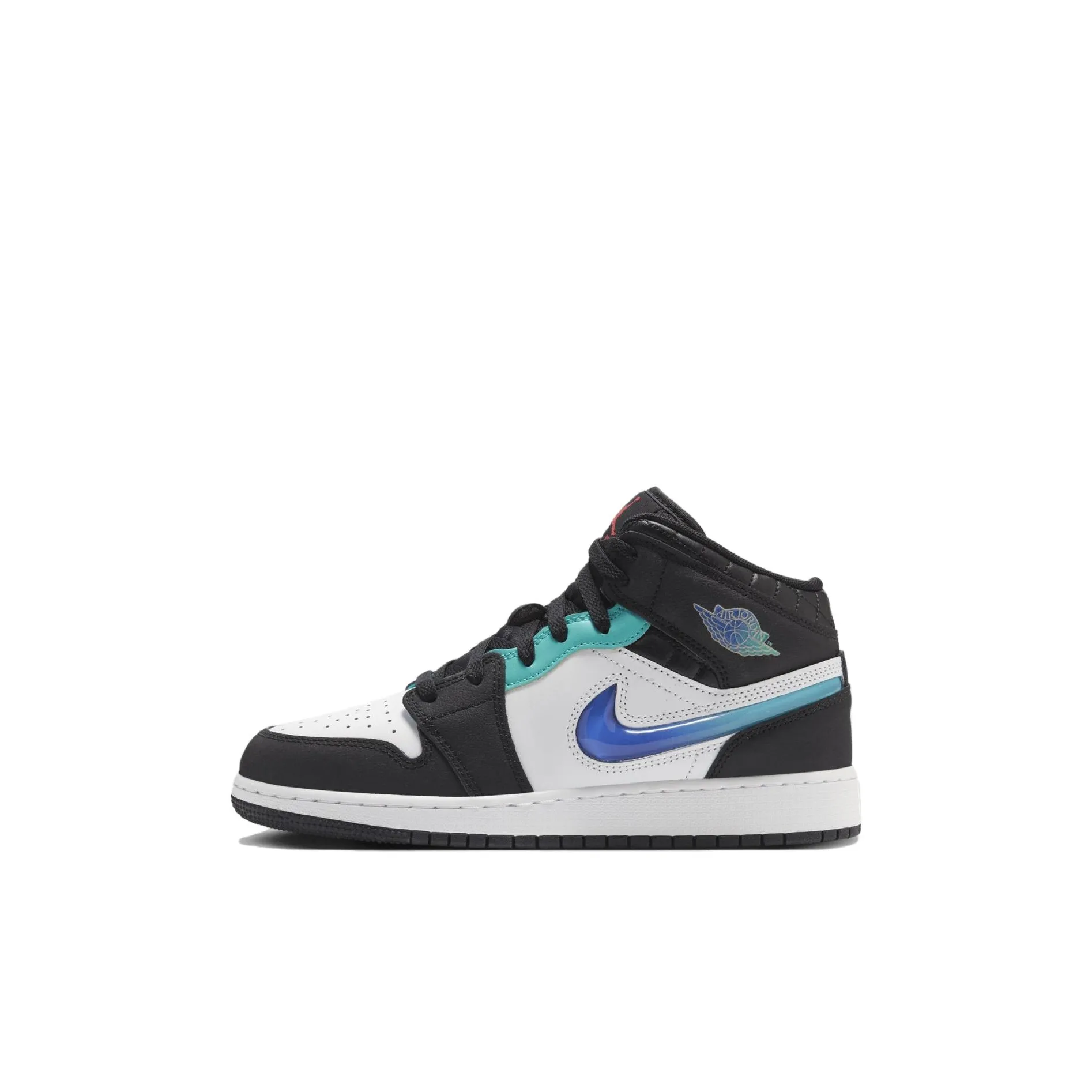 Jordan Air Jordan 1 Anti-Slip Wear-Resistant Mid-Top Children's Basketball Shoes Black White Kids'