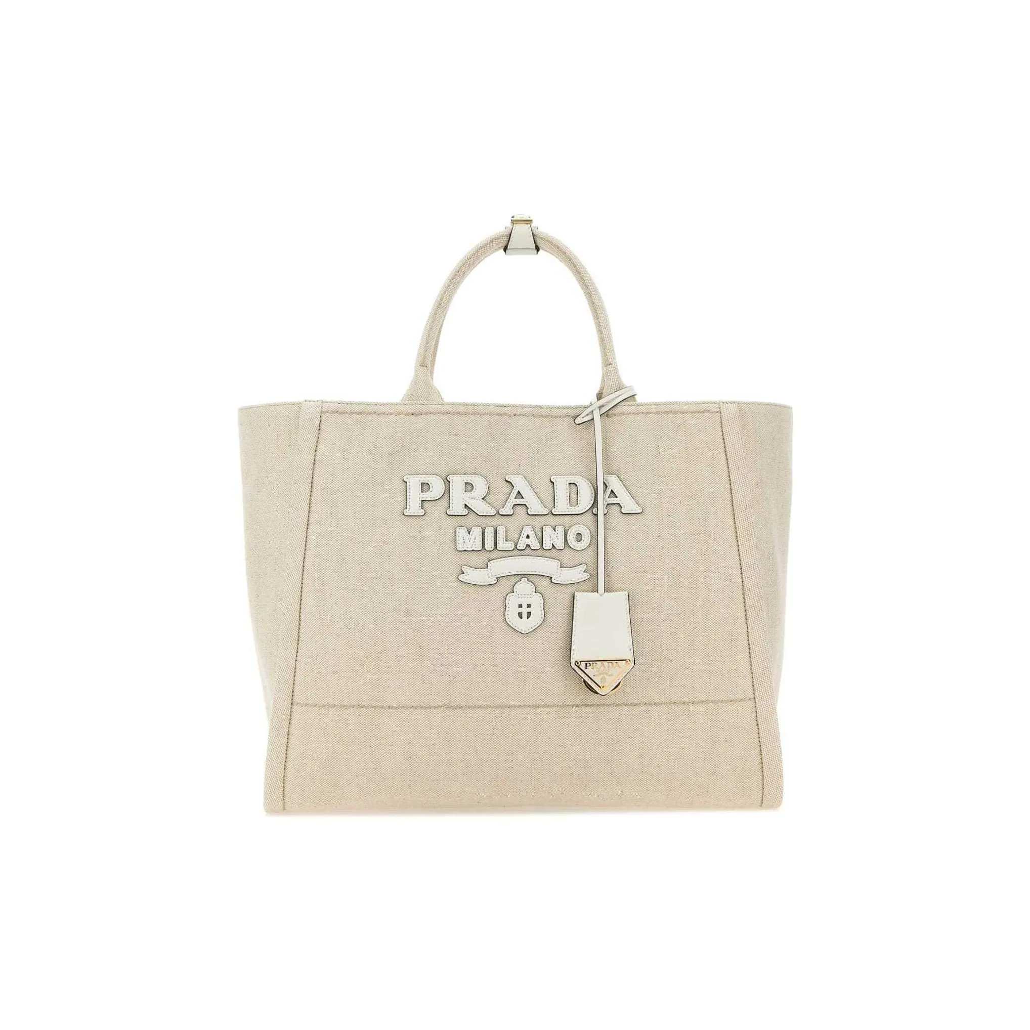 PRADA Canvas Tote Bag, Shopping Bag, Canvas Bag, Handbag Women's Sand