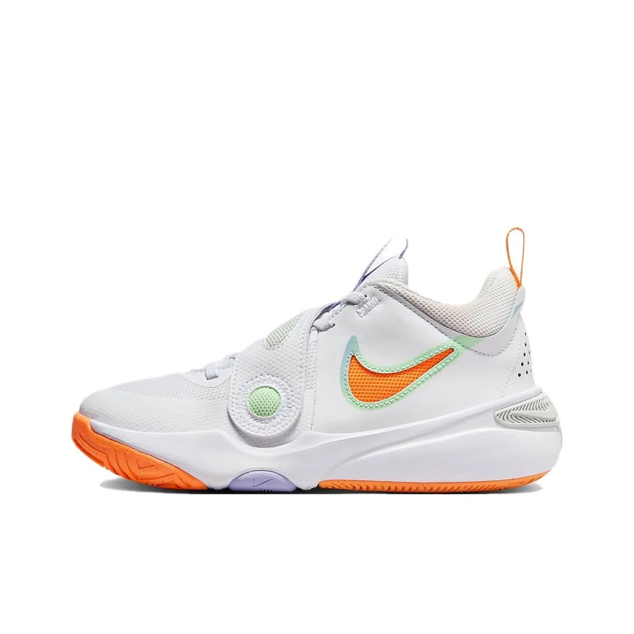 Nike Team Hustle D 11 GS Амортизация Износостойкий Низкий Топ Детские Баскетбольные Кроссовки Оранжевый Белый