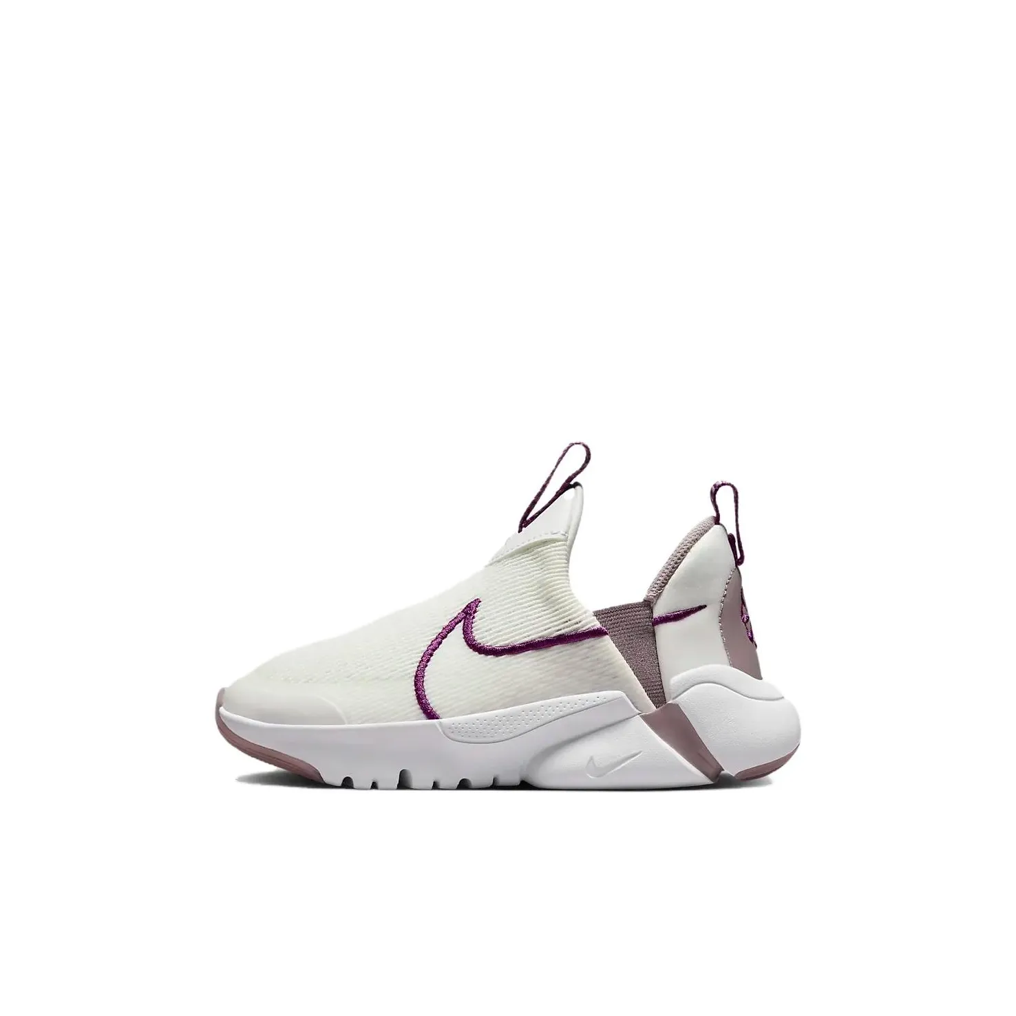 Nike Flex Plus Амортизация Износостойкий Низкий Топ Детские Беговые Кроссовки Белый Фиолетовый Дети Возраст 3-7 Лет